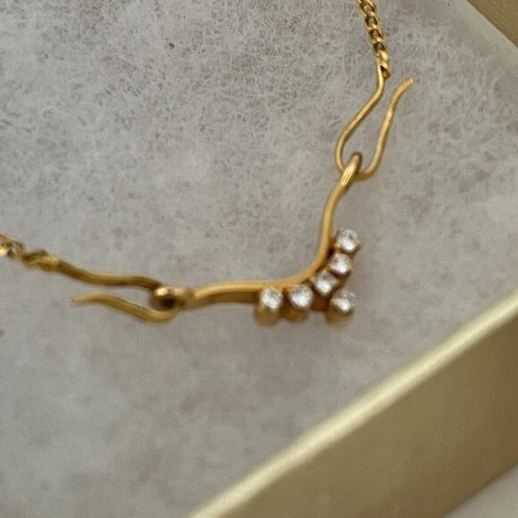 SOLID 18K GOLD NECKLACE WITH NATURAL DIAMONDS - Picture 3 of 7
